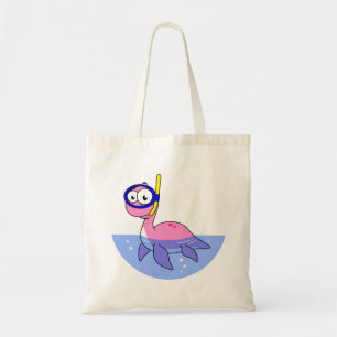 Illustration Of A Snorkelling Loch Ness Monster. Tote Bag