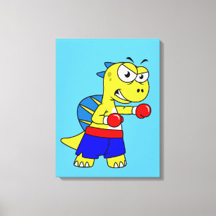 Illustration Of A Spinosaurus Boxing. Canvas Print