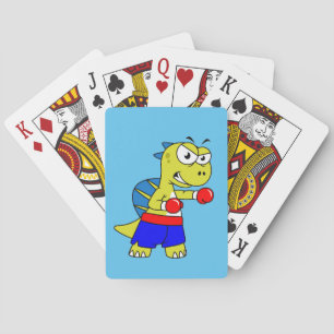 Illustration Of A Spinosaurus Boxing. Playing Cards