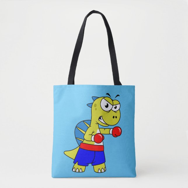 Illustration Of A Spinosaurus Boxing. Tote Bag (Front)