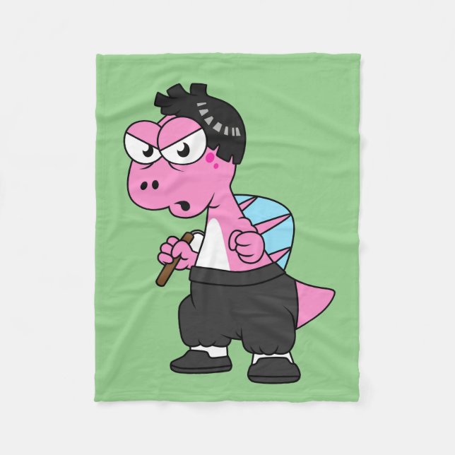 Illustration Of A Spinosaurus Bruce Lee. Fleece Blanket (Front)