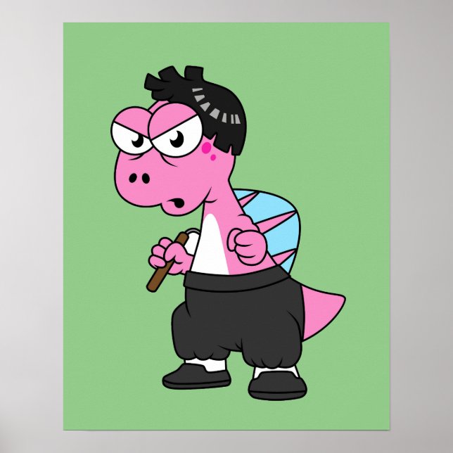 Illustration Of A Spinosaurus Bruce Lee. Poster (Front)