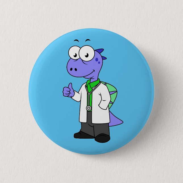 Illustration Of A Spinosaurus Doctor. 2 Inch Round Button (Front)