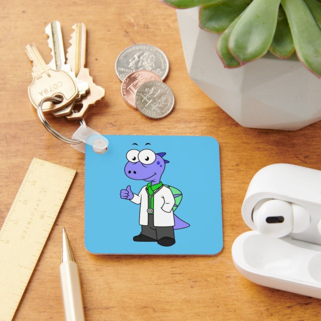 Illustration Of A Spinosaurus Doctor. Keychain (Desk)