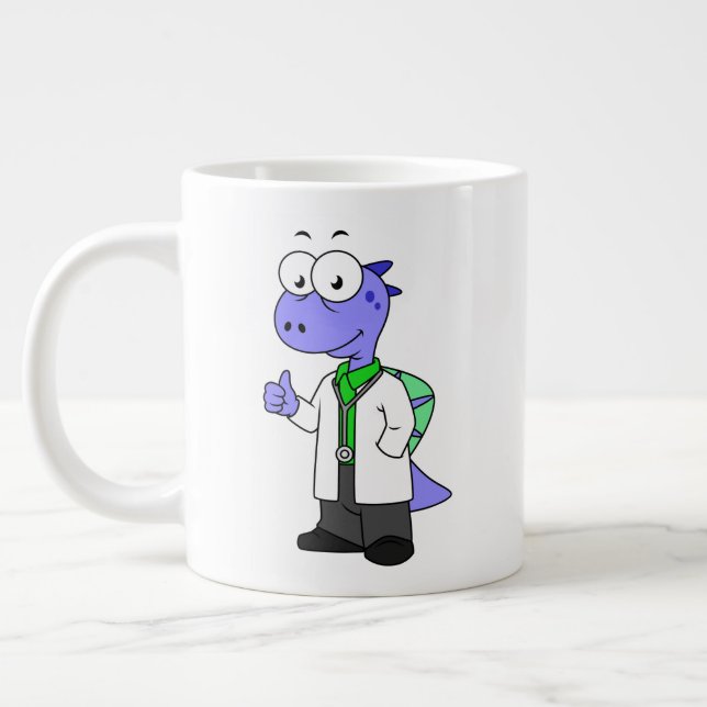 Illustration Of A Spinosaurus Doctor. Large Coffee Mug (Left)