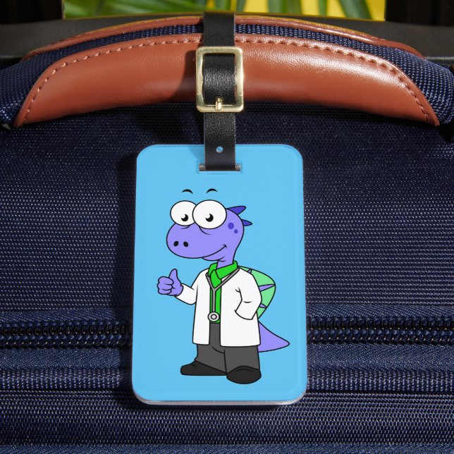 Illustration Of A Spinosaurus Doctor. Luggage Tag (Front Insitu 2)