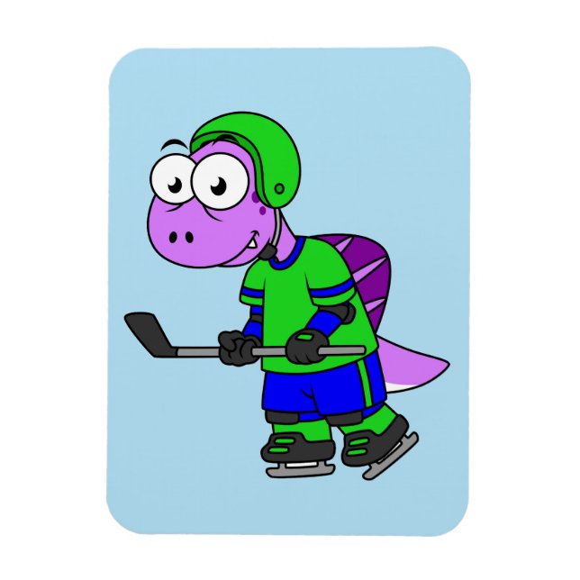 Illustration Of A Spinosaurus Hockey Player. Magnet (Vertical)