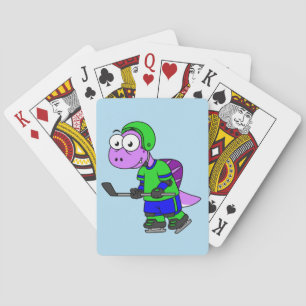 Illustration Of A Spinosaurus Hockey Player. Playing Cards