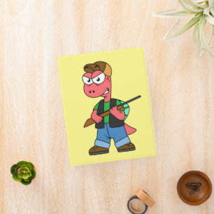 Illustration Of A Spinosaurus Hunter With Gun. Mini Binder