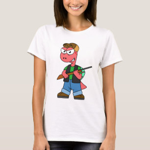 Illustration Of A Spinosaurus Hunter With Gun. T-Shirt