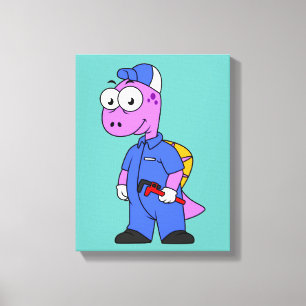 Illustration Of A Spinosaurus Plumber. Canvas Print