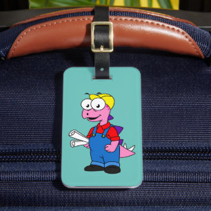 Illustration Of A Stegosaurus Construction Worker. Luggage Tag