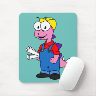 Illustration Of A Stegosaurus Construction Worker. Mouse Pad
