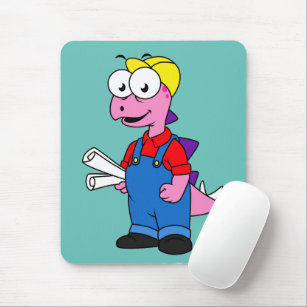 Illustration Of A Stegosaurus Construction Worker. Mouse Pad