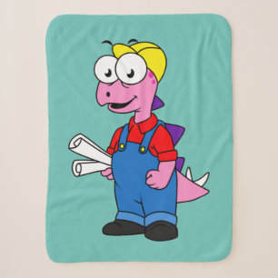 Illustration Of A Stegosaurus Construction Worker. Sherpa Blanket