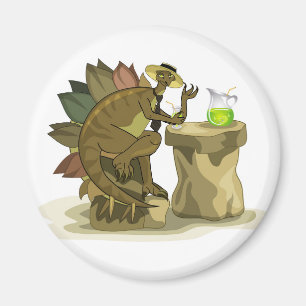 Illustration Of A Stegosaurus Drinking A Beverage. Magnet