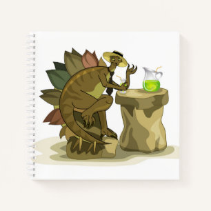 Illustration Of A Stegosaurus Drinking A Beverage. Notebook