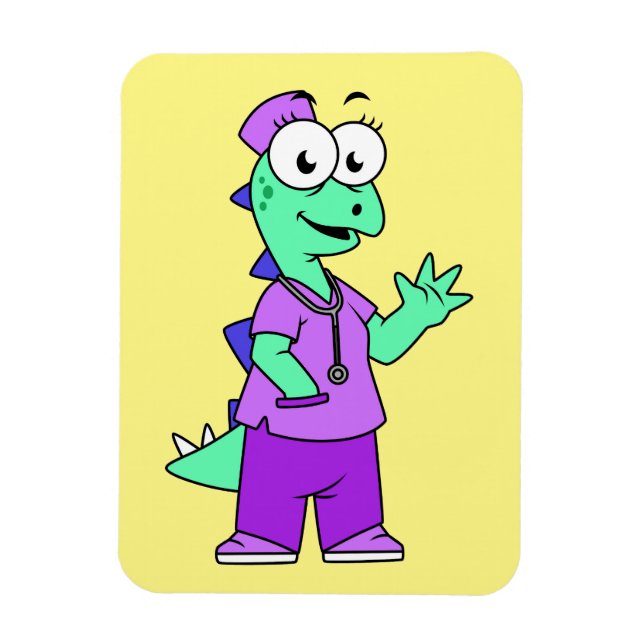 Illustration Of A Stegosaurus Nurse. Magnet (Vertical)