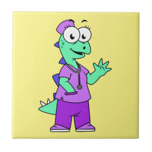 Illustration Of A Stegosaurus Nurse. Tile