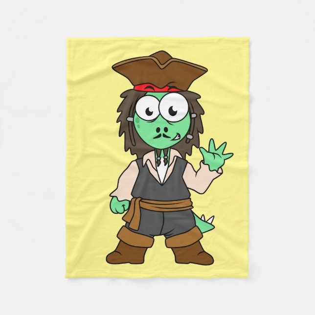 Illustration Of A Stegosaurus Pirate, Jack Sparrow Fleece Blanket (Front)