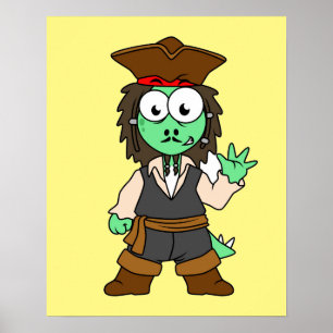 Illustration Of A Stegosaurus Pirate, Jack Sparrow Poster