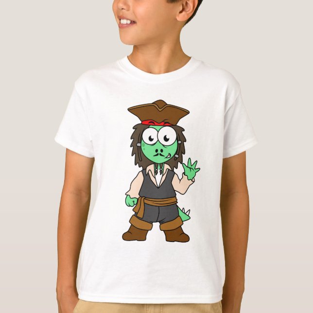 Illustration Of A Stegosaurus Pirate, Jack Sparrow T-Shirt (Front)