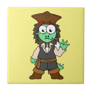 Illustration Of A Stegosaurus Pirate, Jack Sparrow Tile