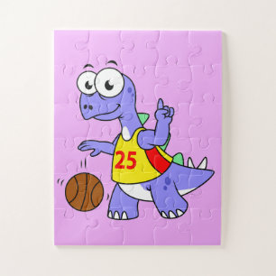 Illustration Of A Stegosaurus Playing Basketball. Jigsaw Puzzle