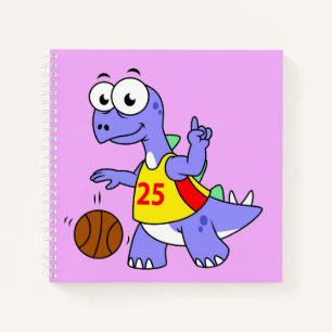 Illustration Of A Stegosaurus Playing Basketball. Notebook