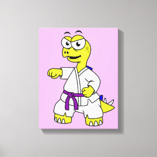 Illustration Of A Stegosaurus Practicing Karate. Canvas Print