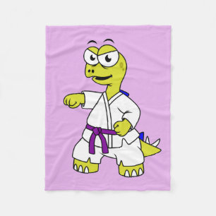 Illustration Of A Stegosaurus Practicing Karate. Fleece Blanket