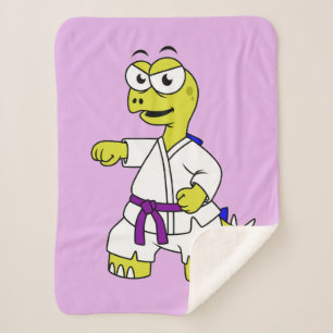 Illustration Of A Stegosaurus Practicing Karate. Sherpa Blanket