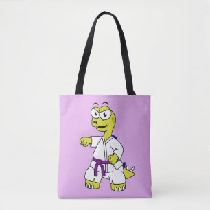 Illustration Of A Stegosaurus Practicing Karate. Tote Bag