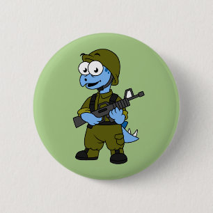 Illustration Of A Stegosaurus Soldier. 2 Inch Round Button