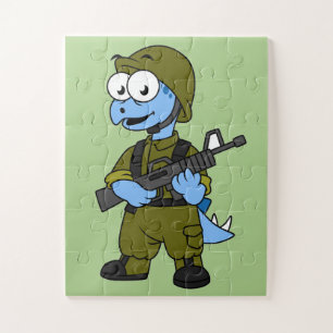 Illustration Of A Stegosaurus Soldier. Jigsaw Puzzle