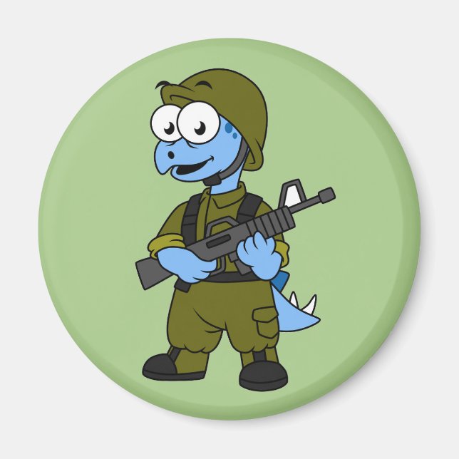 Illustration Of A Stegosaurus Soldier. Magnet (Front)