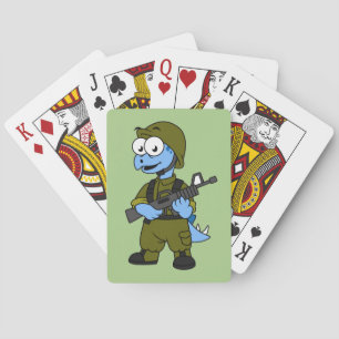 Illustration Of A Stegosaurus Soldier. Playing Cards