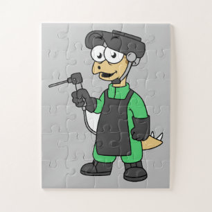 Illustration Of A Stegosaurus Welder. Jigsaw Puzzle