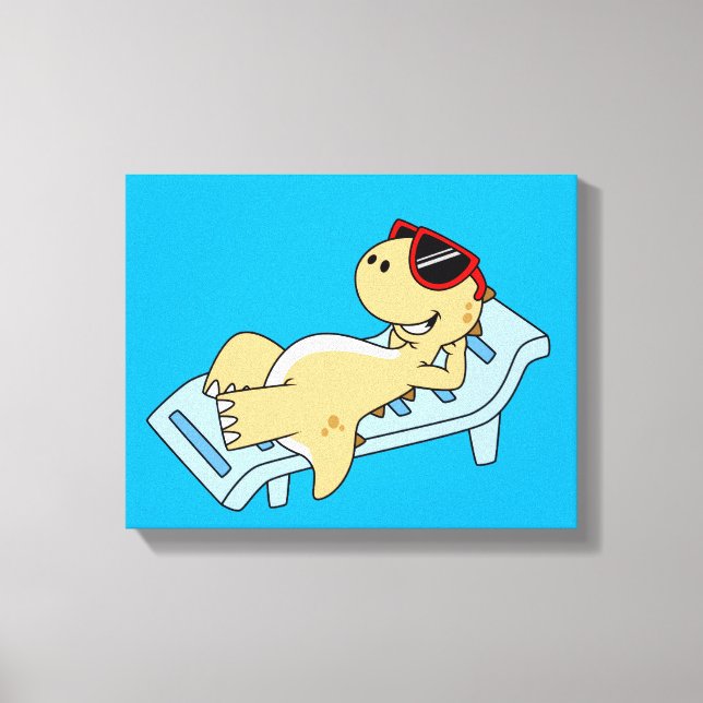 Illustration Of A Sunbathing Tyrannosaurus Rex. Canvas Print (Front)