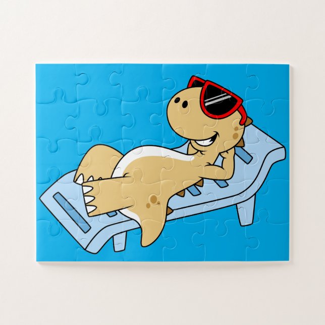 Illustration Of A Sunbathing Tyrannosaurus Rex. Jigsaw Puzzle (Horizontal)