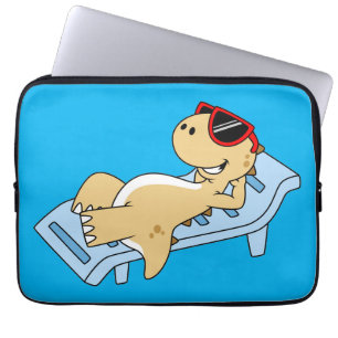 Illustration Of A Sunbathing Tyrannosaurus Rex. Laptop Sleeve