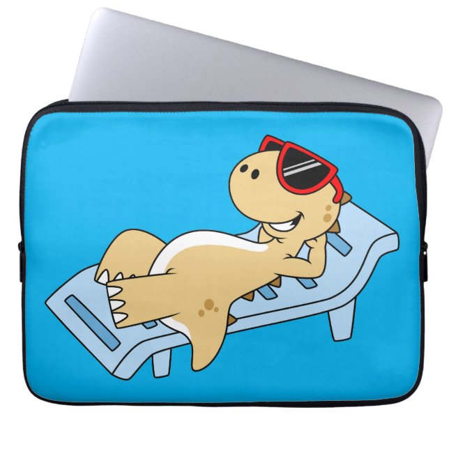 Illustration Of A Sunbathing Tyrannosaurus Rex. Laptop Sleeve (Front)