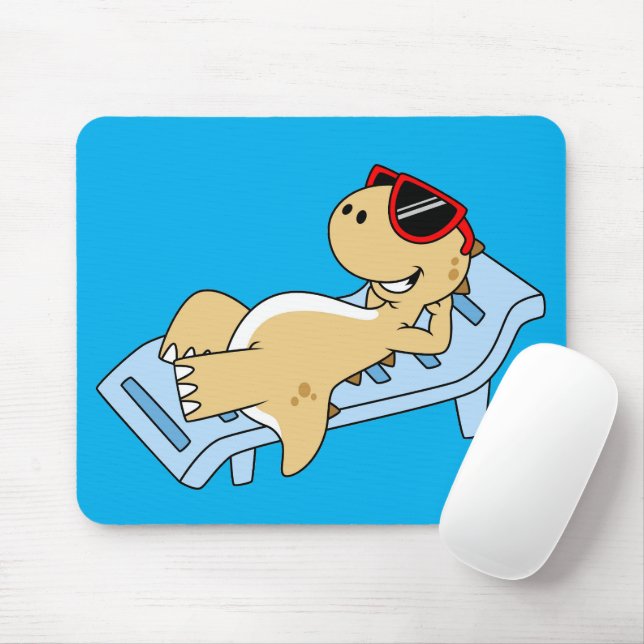 Illustration Of A Sunbathing Tyrannosaurus Rex. Mouse Pad (With Mouse)