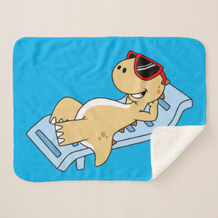 Illustration Of A Sunbathing Tyrannosaurus Rex. Sherpa Blanket