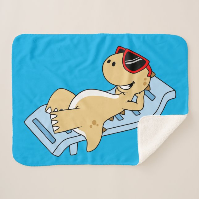 Illustration Of A Sunbathing Tyrannosaurus Rex. Sherpa Blanket (Front (Horizontal))