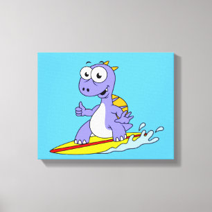 Illustration Of A Surfing Spinosaurus. Canvas Print