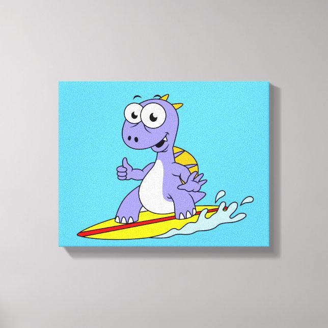 Illustration Of A Surfing Spinosaurus. Canvas Print (Front)