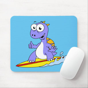 Illustration Of A Surfing Spinosaurus. Mouse Pad