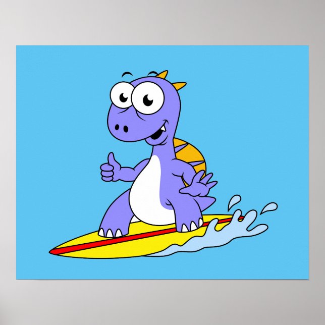 Illustration Of A Surfing Spinosaurus. Poster (Front)