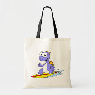 Illustration Of A Surfing Spinosaurus. Tote Bag